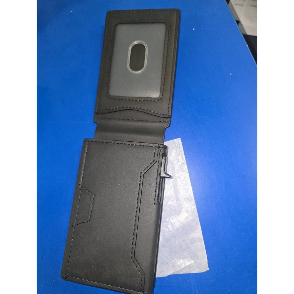 Men's Slim Pop-Up Bifold Wallet, RFID, multi Cards, ID Window, Aluminum Case New